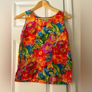 Oscar de la Renta Multicolor Floral Tank Top